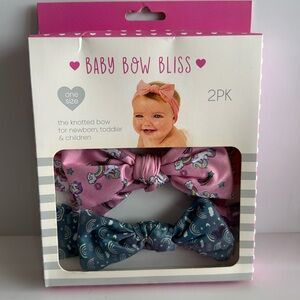 Knotted bow head bands Baby Bow Bliss - 2 pk rainbow unicorn